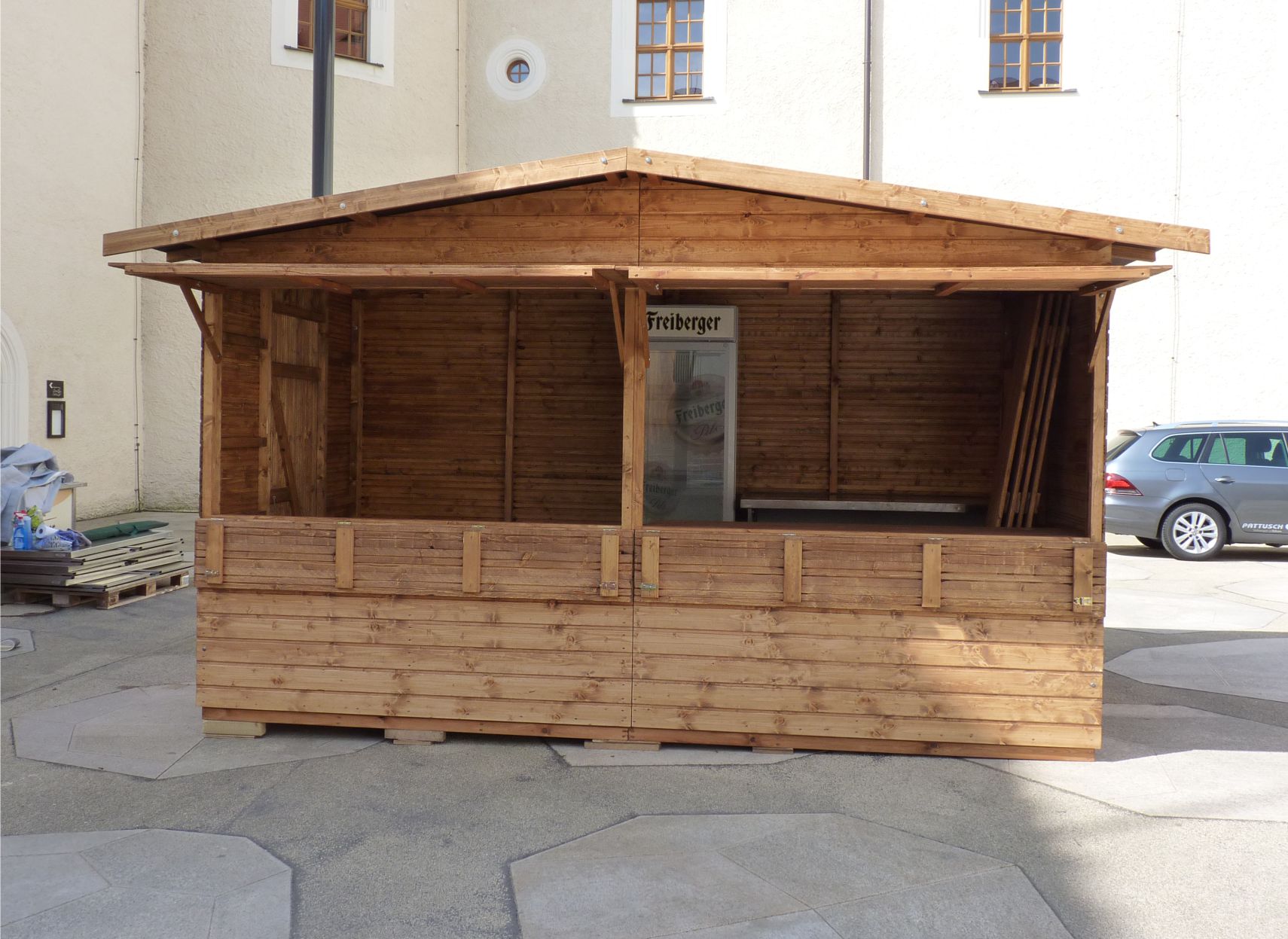 Verkaufshuette 4,00x2,50 mieten bei eventTIME, der Partyausstatter und Markthüttenshop