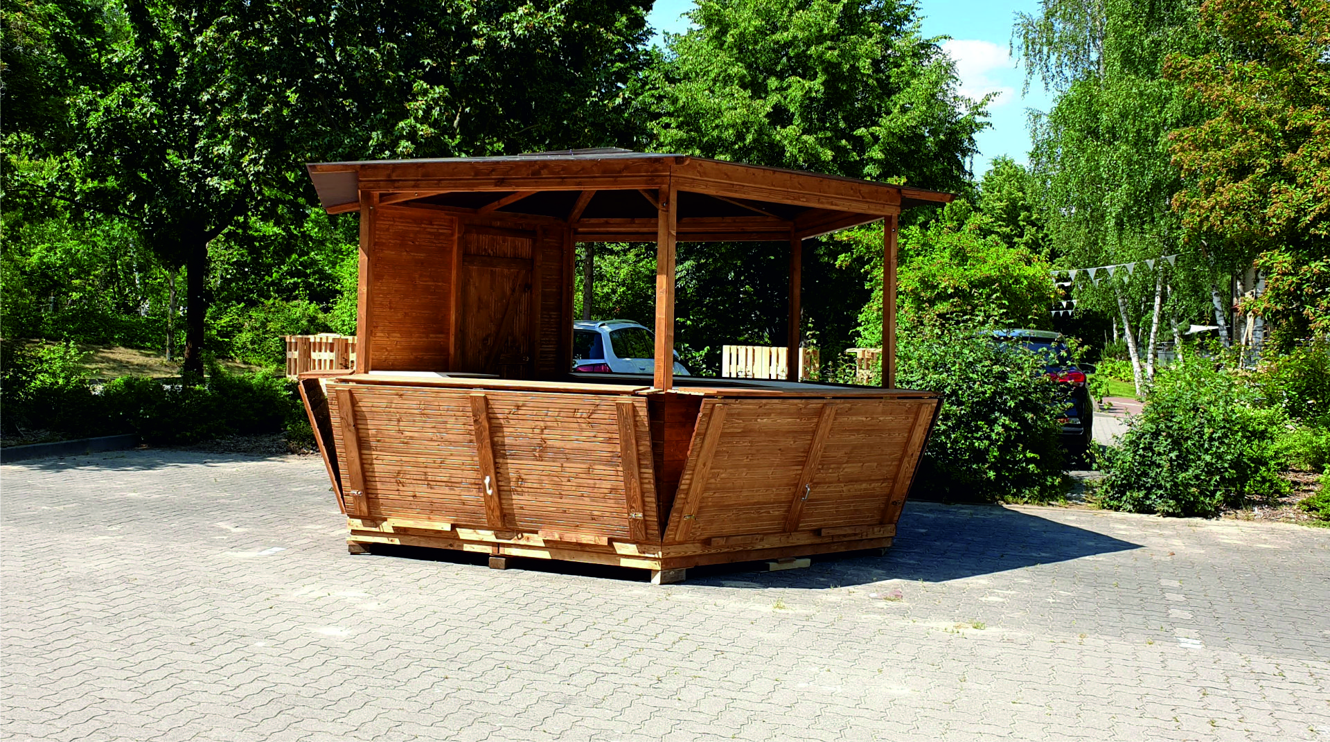 6 Eck Huette mieten bei eventTIME im Markthuetten- Shop